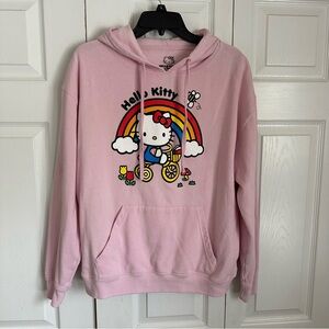 Hello Kitty Hoodie Womens L Rainbow Bicycle Sanrio BioWorld 2023 Graphic Kawaii